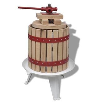 Frugt- og vinpresser, 12 liter, egetræ og støbejern