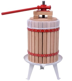 Frugt- og vinpresser, 18 liter, egetræ og støbejern