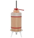 Frugt- og vinpresser, 30 liter, egetræ med stofpose
